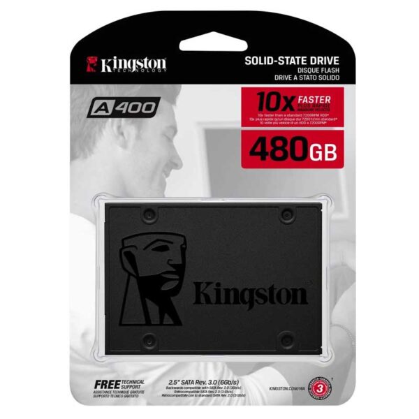 Kingston Unidad de estado solido, (SSD) de 480GB , A400, 2.5″ Sata, 6Gb/s